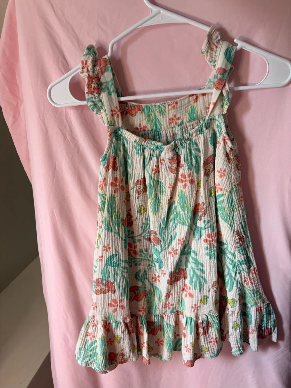 Disneys Little Mermaid Floral Beach Sundress - Cream with Coral size 5T